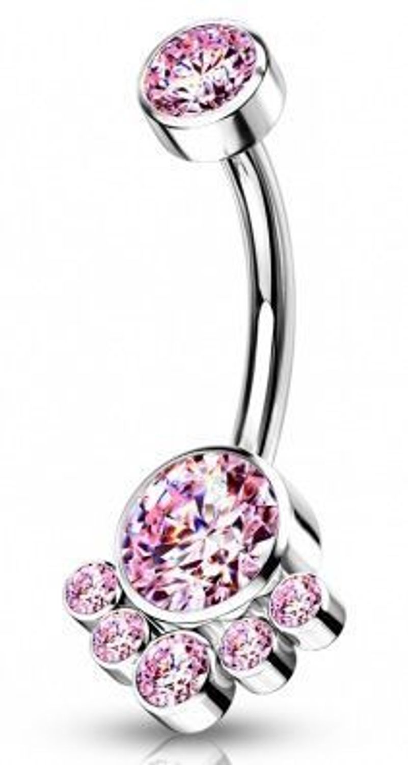 Tytanowy kolczyk do pępka z różowymi kryształkami DIA-PB408 CS-RÓŻOWY – hipoalergiczna biżuteria.jpg